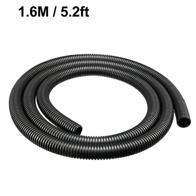 Harfington Uxcell 1.6 M 17 x 21.2 mm PP Flexible Corrugated Conduit Tube for Garden,Office Black