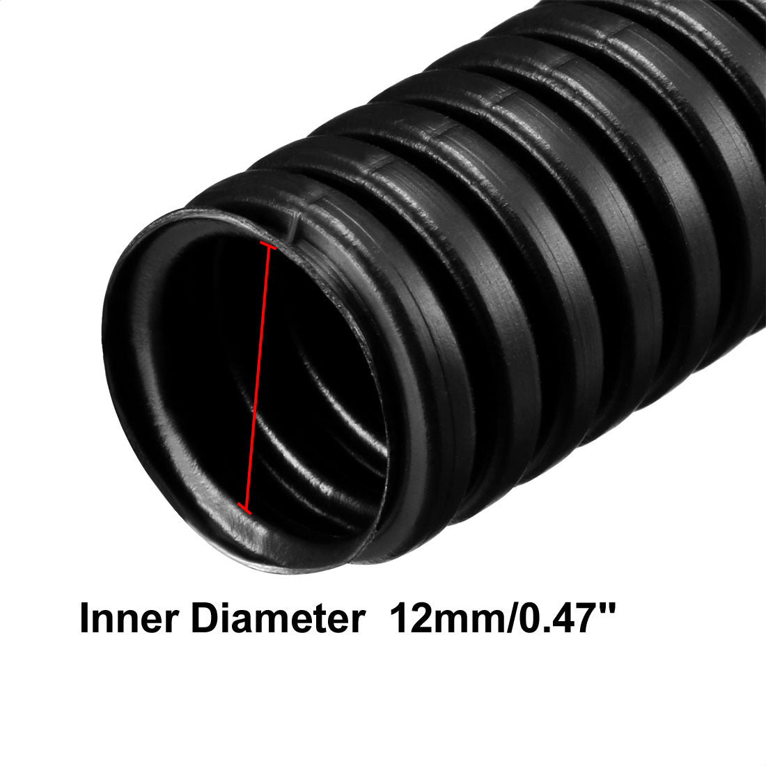 uxcell Uxcell 8.8 M 12 x 15.8 mm PP Flexible Corrugated Conduit Tube for Garden,Office Black