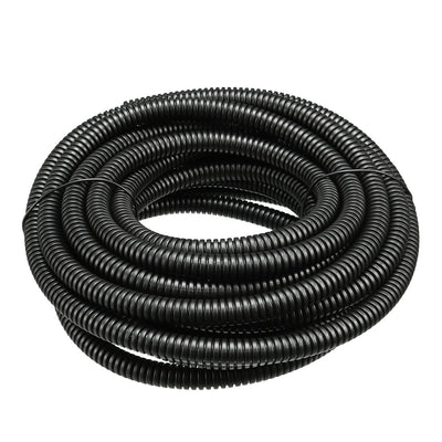 uxcell Uxcell 5.6 M 7 x 10 mm PP Flexible Corrugated Conduit Tube for Garden,Office Black