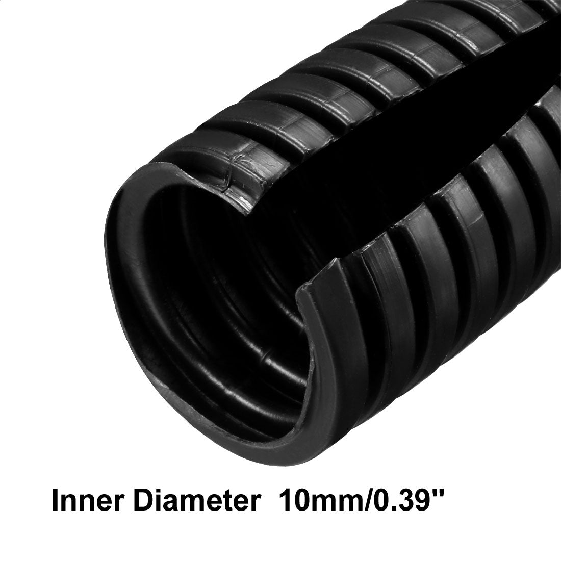 uxcell Uxcell 7.5 M 10 x 13 mm PE Split Corrugated Conduit Tube for Garden,Office Black