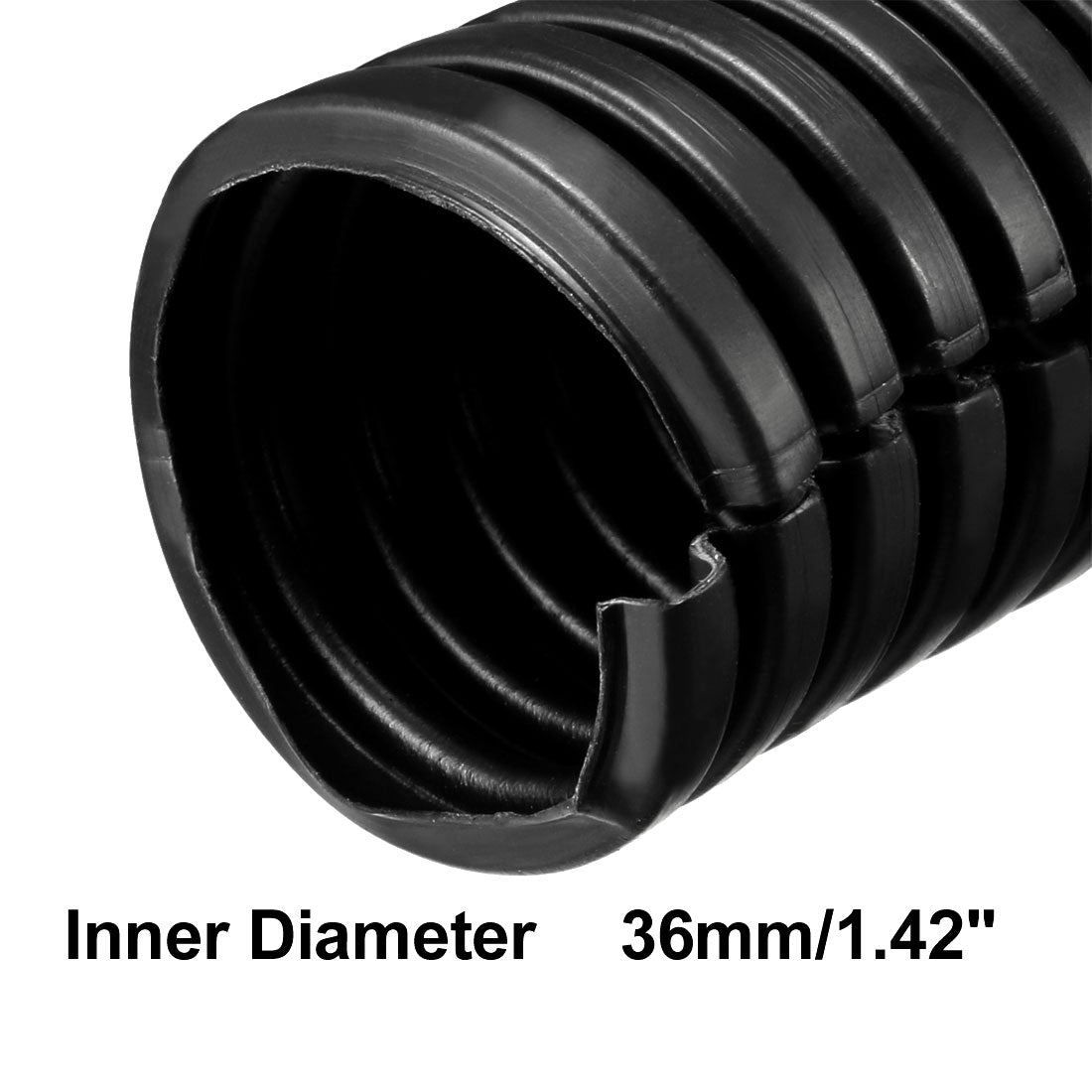 uxcell Uxcell 5 M 36 x 42.5 mm PE Split Corrugated Conduit Tube for Garden,Office Black