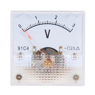 Harfington Uxcell DC 0-3V Analog Faceplate Voltage Gauge Volt Meter 91C4 2.5% Error Margin