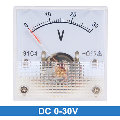 Harfington Uxcell DC 0-30V Analog Panel Voltage Gauge Volt Meter 91C4 2.5% Error