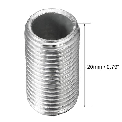 Harfington Uxcell Zinc Plated Lamp Pipe Nipple M10 20mm Length 1mm Pitch All Threaded 10Pcs