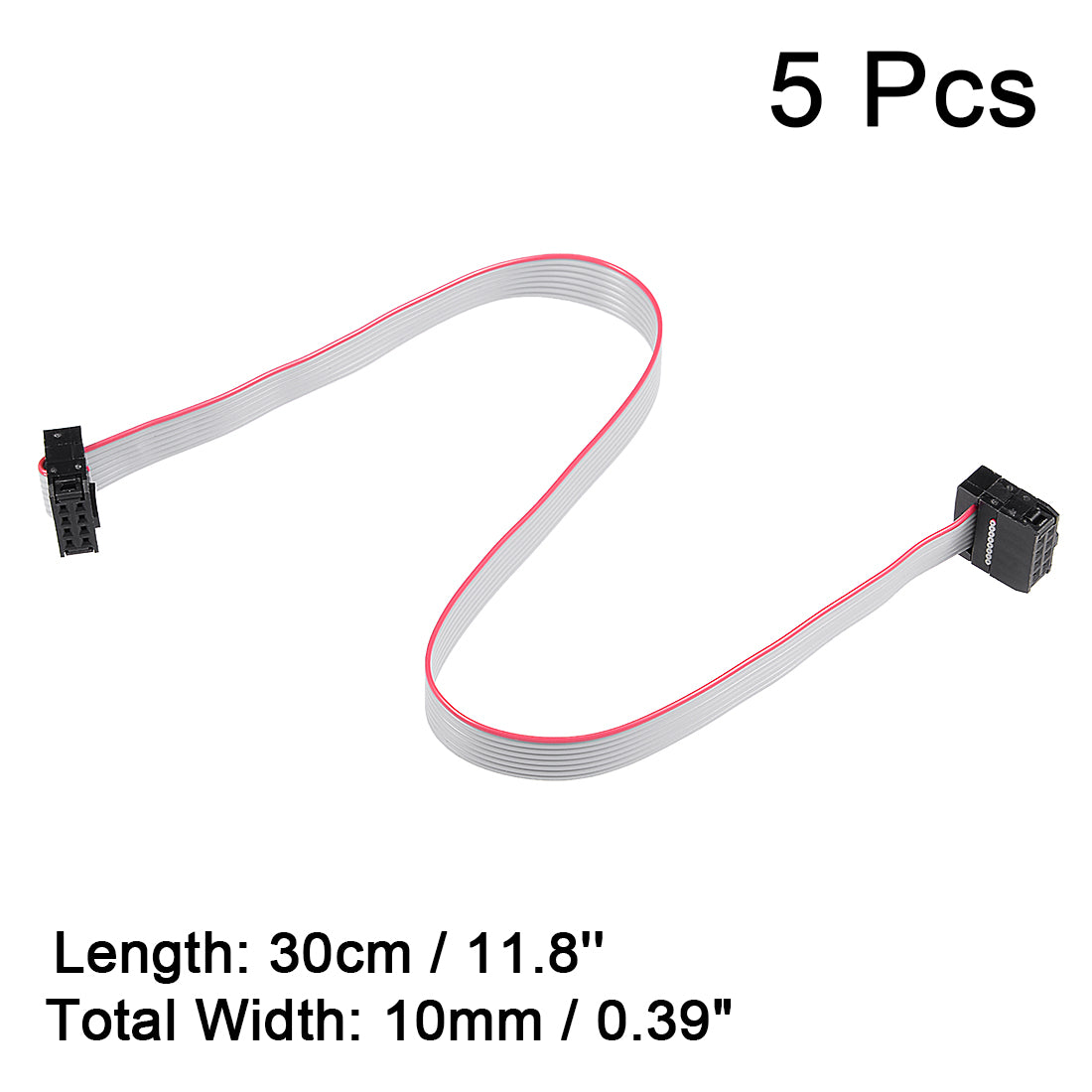 uxcell Uxcell IDC 8 Pins Connector Flat Ribbon Cable Female Connector Length 30cm 2.54mm Pitch,5pcs