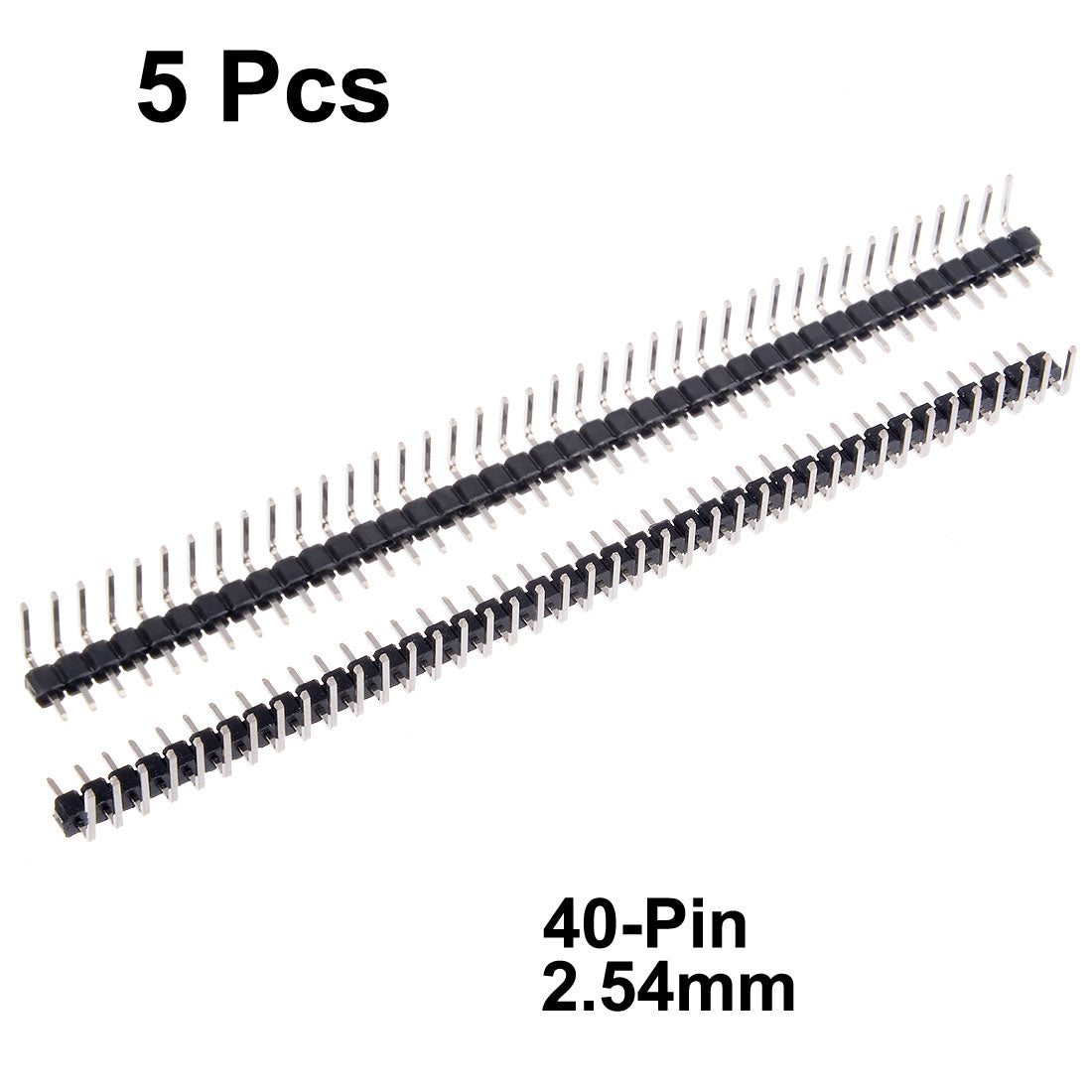 uxcell Uxcell 5Pcs 2.54mm Pitch 40P Single Row Curved Connector Pin Header Strip for Arduino Prototype Shield