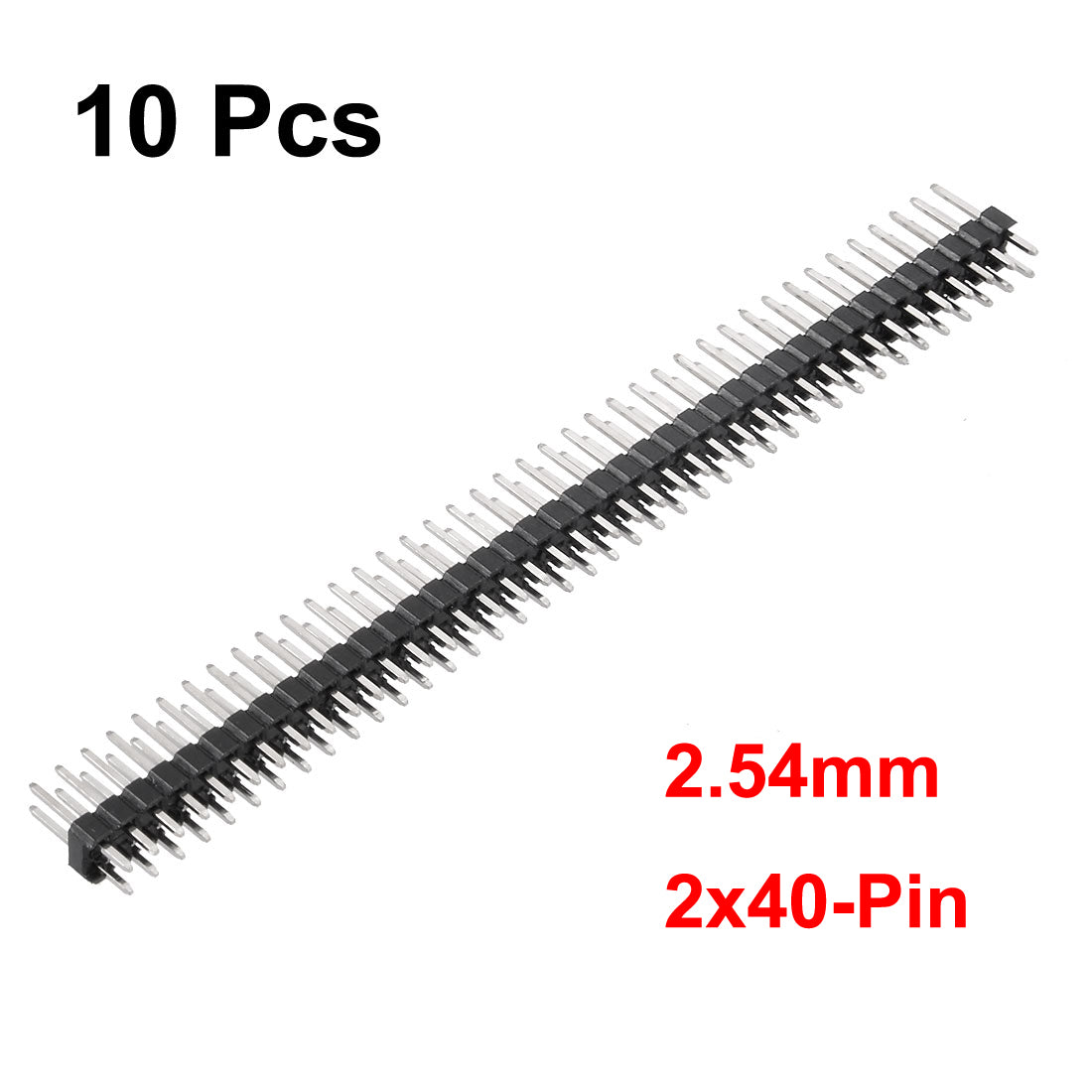uxcell Uxcell 10Pcs 2.54mm Pitch 40-Pin 11mm Length Double Row Straight Connector Pin Header Strip for Arduino Prototype Shield
