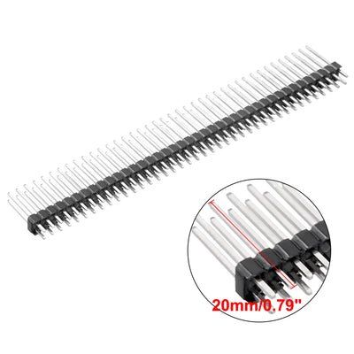 Harfington Uxcell 10Pcs 2.54mm Pitch 40Pin 20mm Length Double Row Straight Connector Pin Header Strip for Arduino Prototype Shield