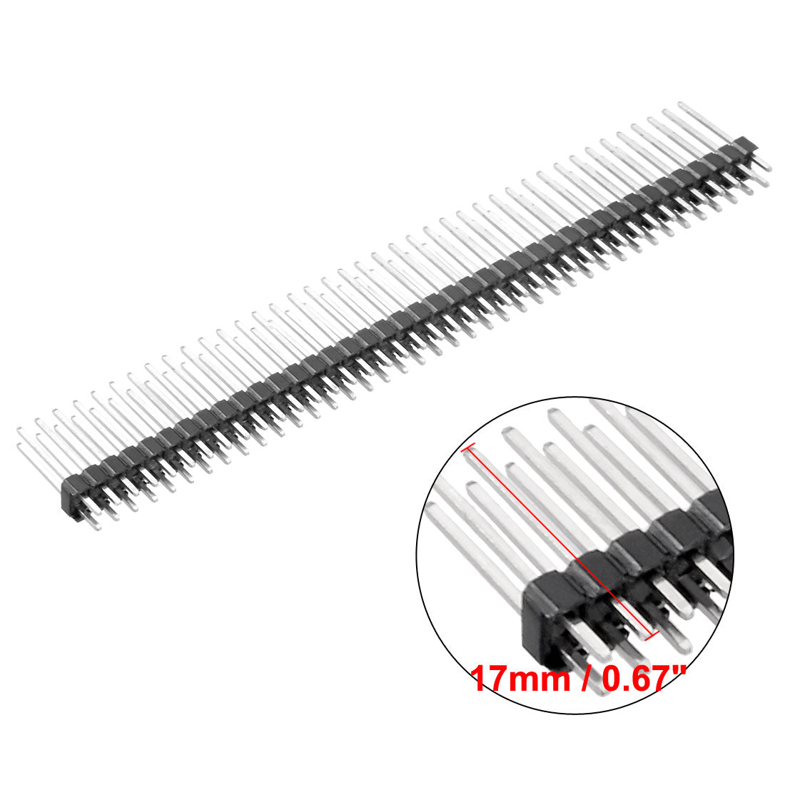 uxcell Uxcell 5Pcs 2.54mm Pitch 40-Pin 17mm Length Double Row Straight Connector Pin Header Strip for Arduino Prototype Shield