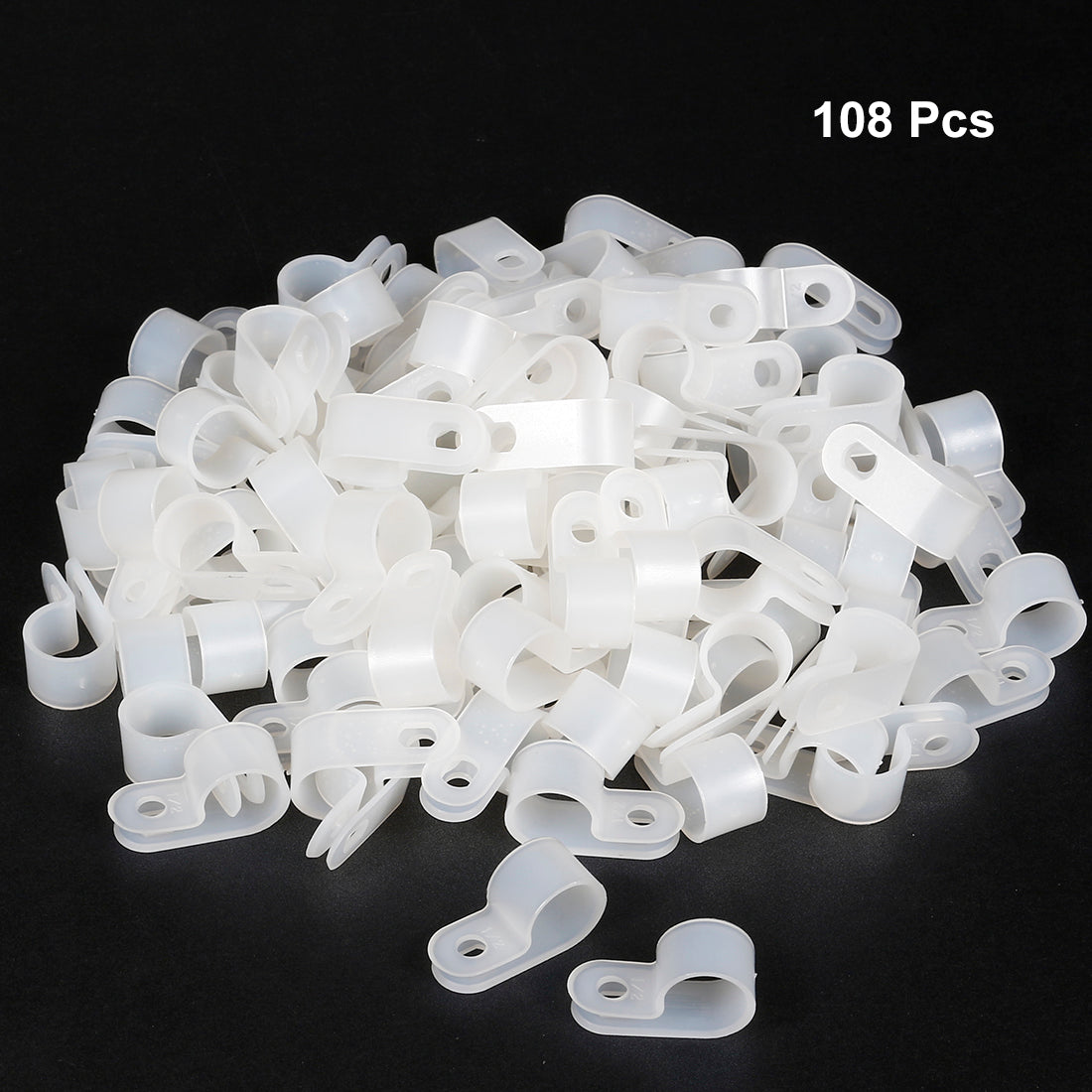 uxcell Uxcell 108pcs Nylon R-type Cable Clamp Organizer Cord Clips for Wire Management 12.7mm White CC-3