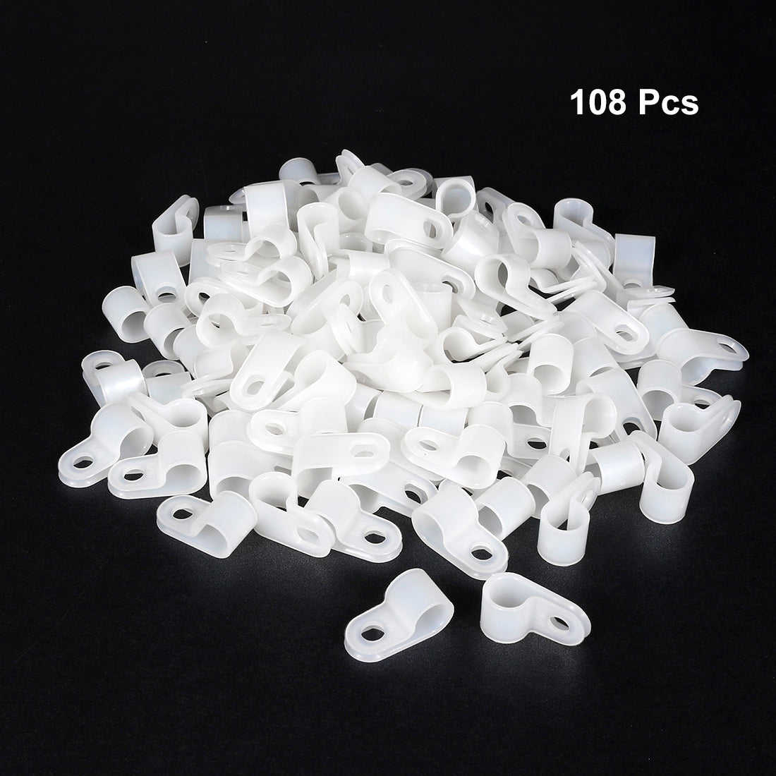 uxcell Uxcell 108Pcs Nylon R-type Cable Clamp Organizer Cord Clips for Wire Management 7.9mm White CC-1.5