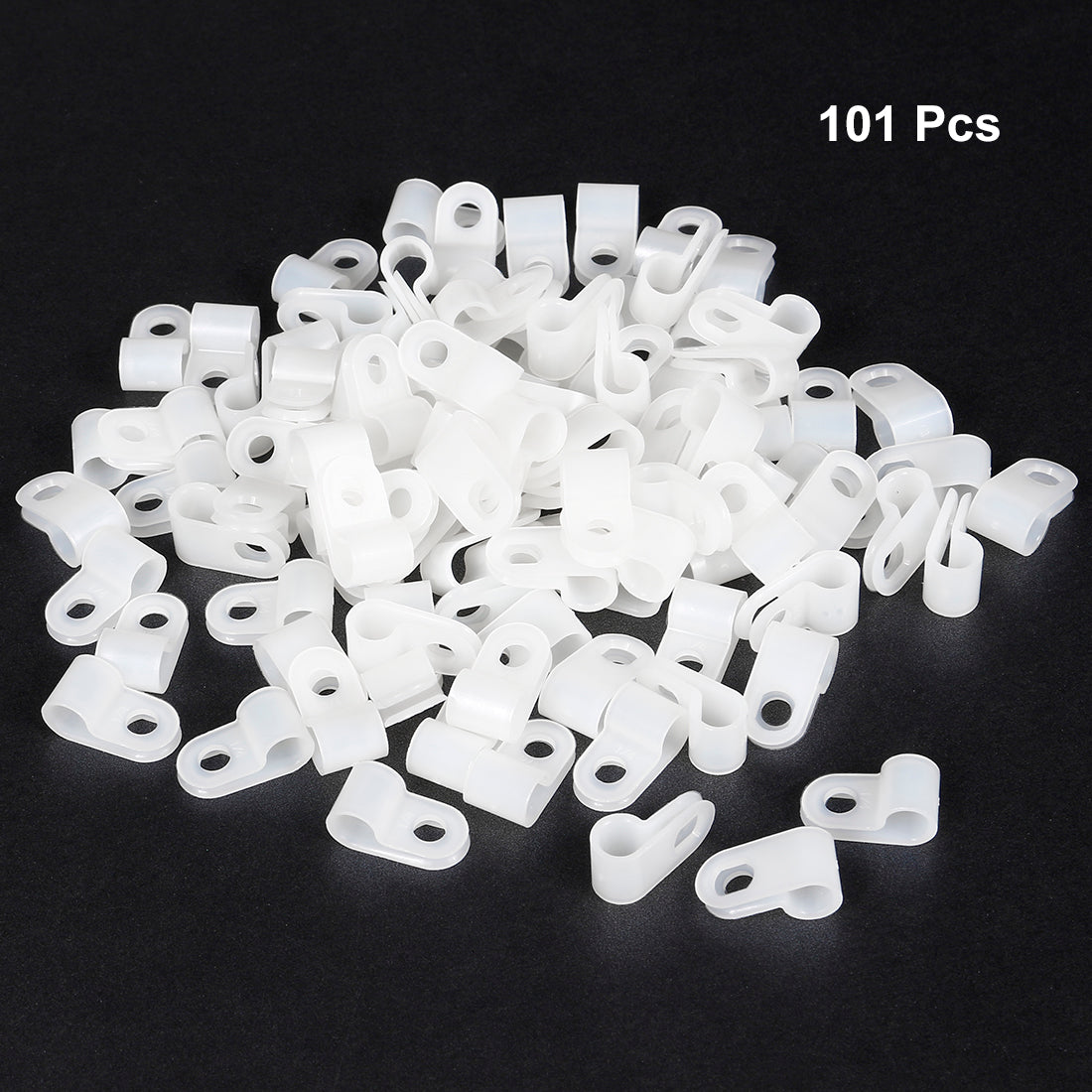 uxcell Uxcell 101Pcs Nylon R-type Cable Clamp Organizer Cord Clips for Wire Management 6.4mm White CC-1