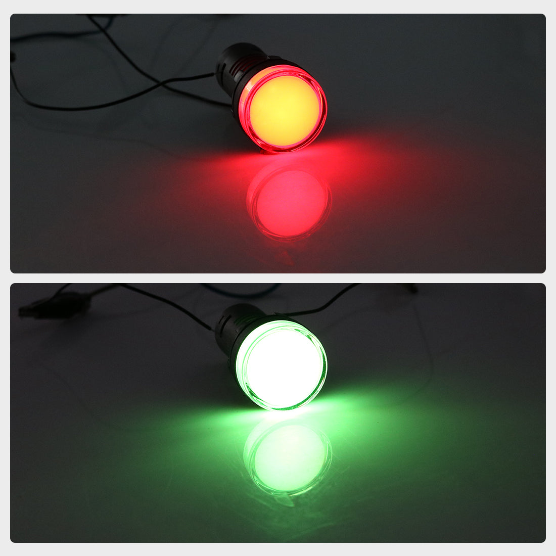 Uxcell Uxcell Indicator Lights AC/DC 12V, Dual-Color LED Lamp Red/Green, Flush Panel Mount 7/8" 22mm