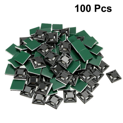 Harfington Uxcell 100pcs Self Adhesive Cable Tie Mounts Wire Base Holders 12.5mm x 12.5mm