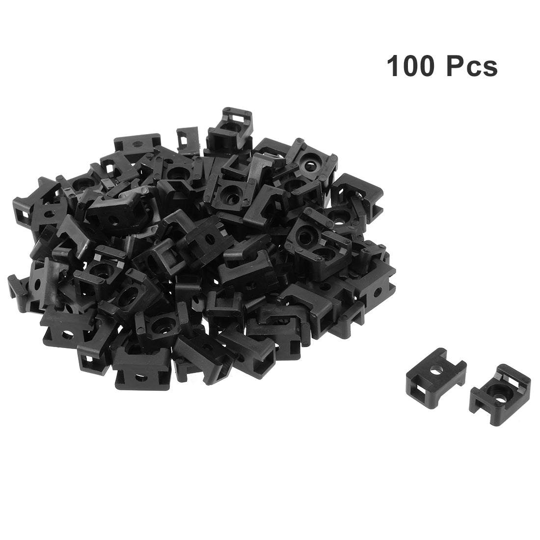 uxcell Uxcell Cable Tie Mount Base Saddle Type Wire Holder Nylon 5.2mm Hole Width Black 100Pcs