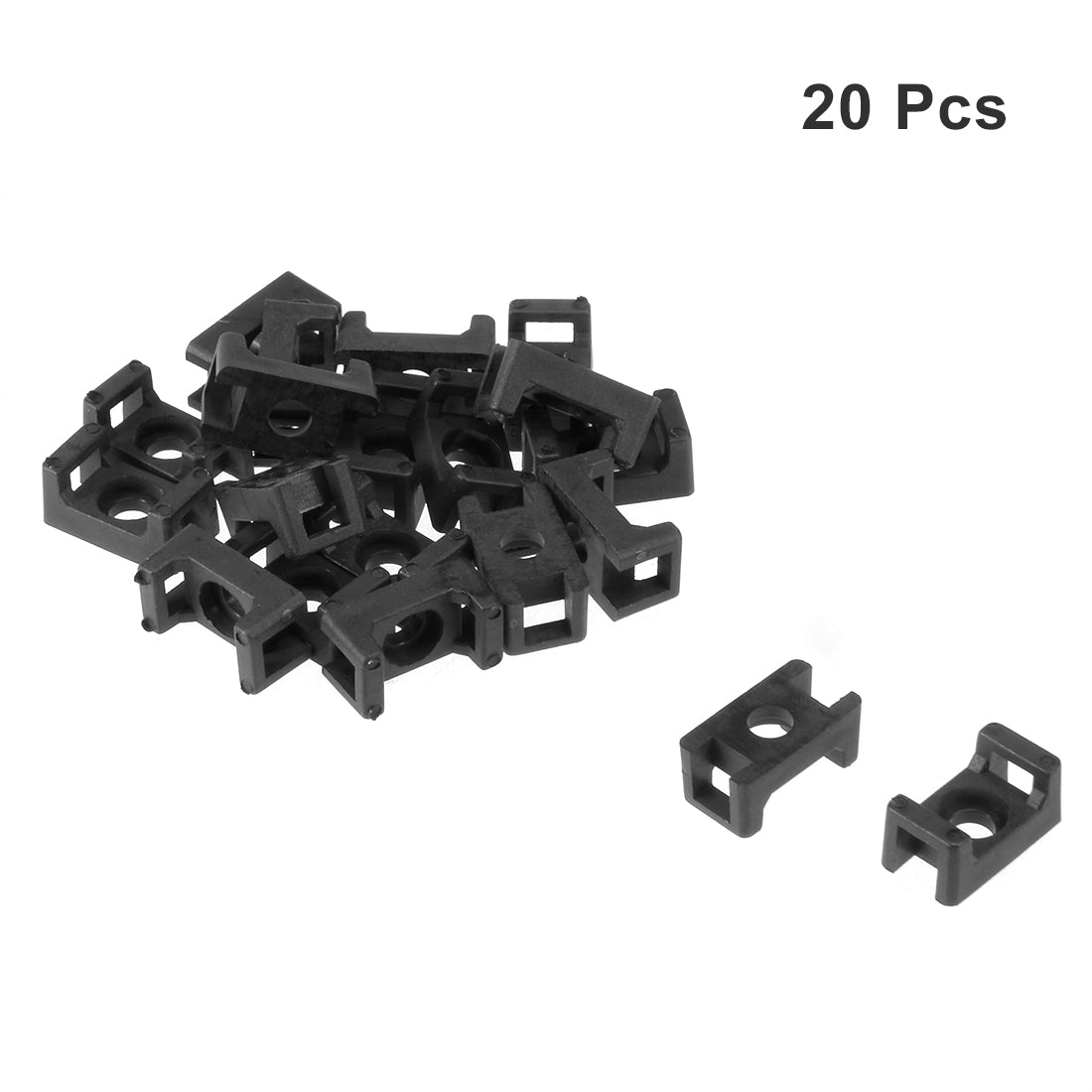 uxcell Uxcell Cable Tie Mount Base Saddle Type Wire Holder Nylon 3.8mm Hole Width Black 20Pcs