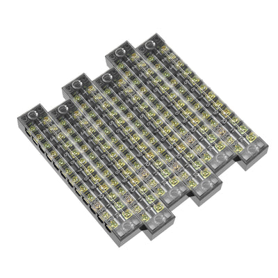 Harfington Uxcell 6 Pcs 12 Positions Dual Rows 600V 15A Wire Barrier Block Terminal Strip TB-1512L