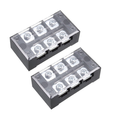 Harfington Uxcell 2 Pcs 3 Positions Dual Rows 600V 45A Cable Barrier Block Terminal Strip TB-4503L