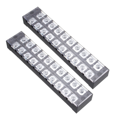 Harfington Uxcell 2 Pcs Dual Rows 10 Positions 600V 45A Cable Barrier Block Terminal Strip TB-4510L