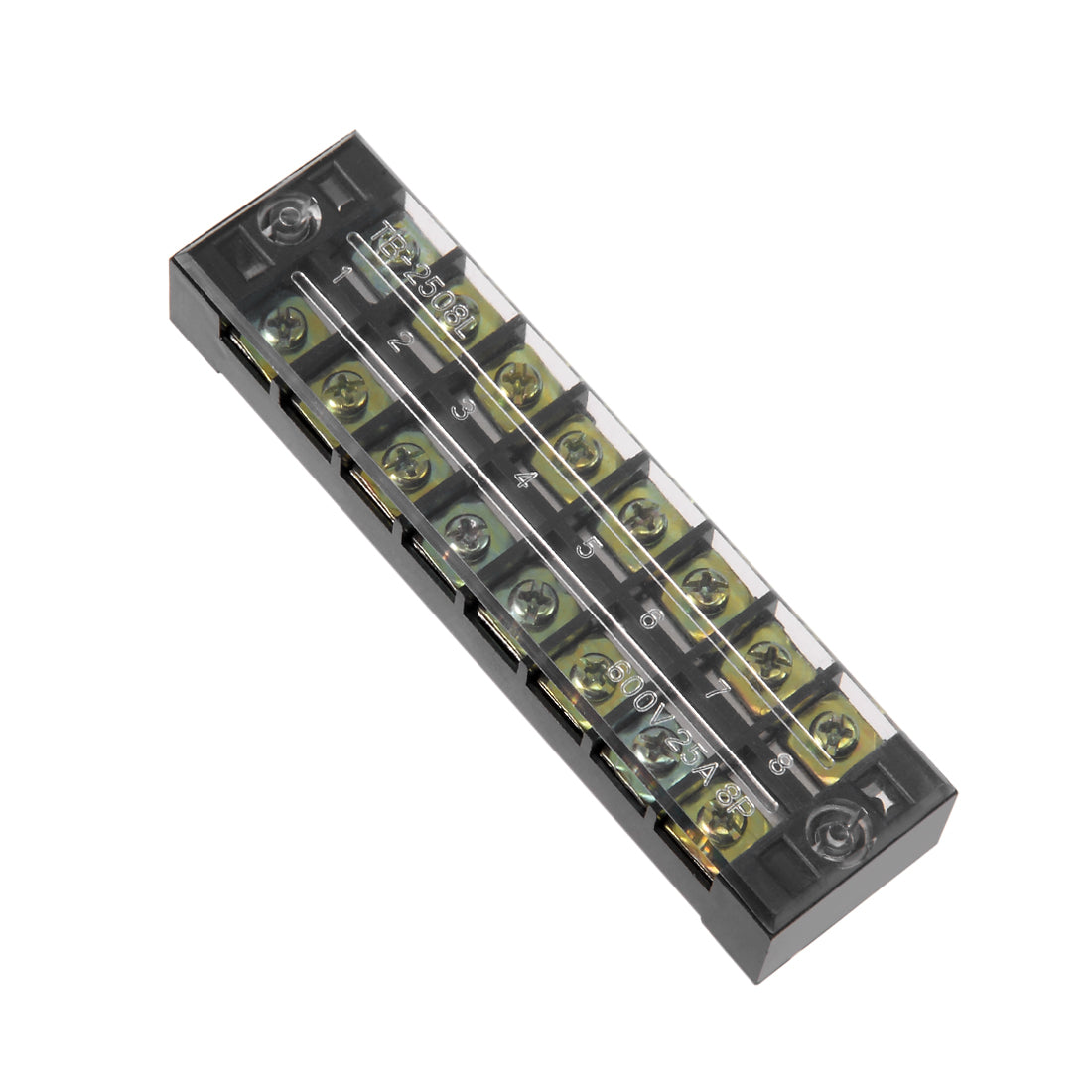 uxcell Uxcell Dual Rows 8 Positions 600V 25A Wire Barrier Block Terminal Strip TB-2508L