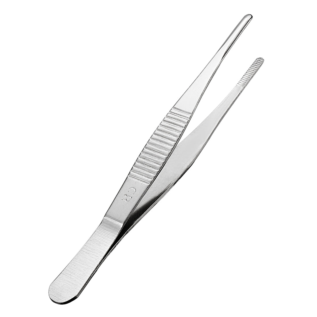 uxcell Uxcell 1 Pcs 5-Inch Stainless Steel Straight Blunt Tweezers with Serrated Tip