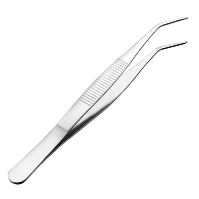 Harfington Uxcell 6.3-Inch Stainless Steel Tweezers with Curved Pointed Serrated Tip