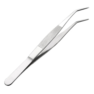 Harfington Uxcell 6.9-Inch Stainless Steel Tweezers with Curved Pointed Serrated Tip