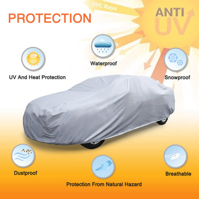 Harfington Uxcell 3XXL+ PEVA Car Cover Outdoor Waterproof Breathable Snow Heat Resistant 570 x 190 x 160cm