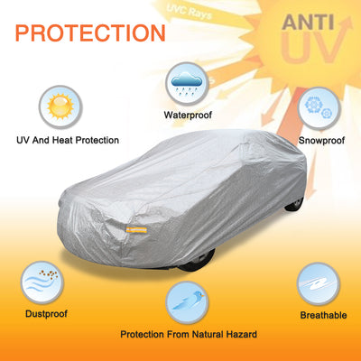 Harfington Uxcell Soft Aluminum Car Cover Outdoor All Weather Rain Snow Heat Resistant