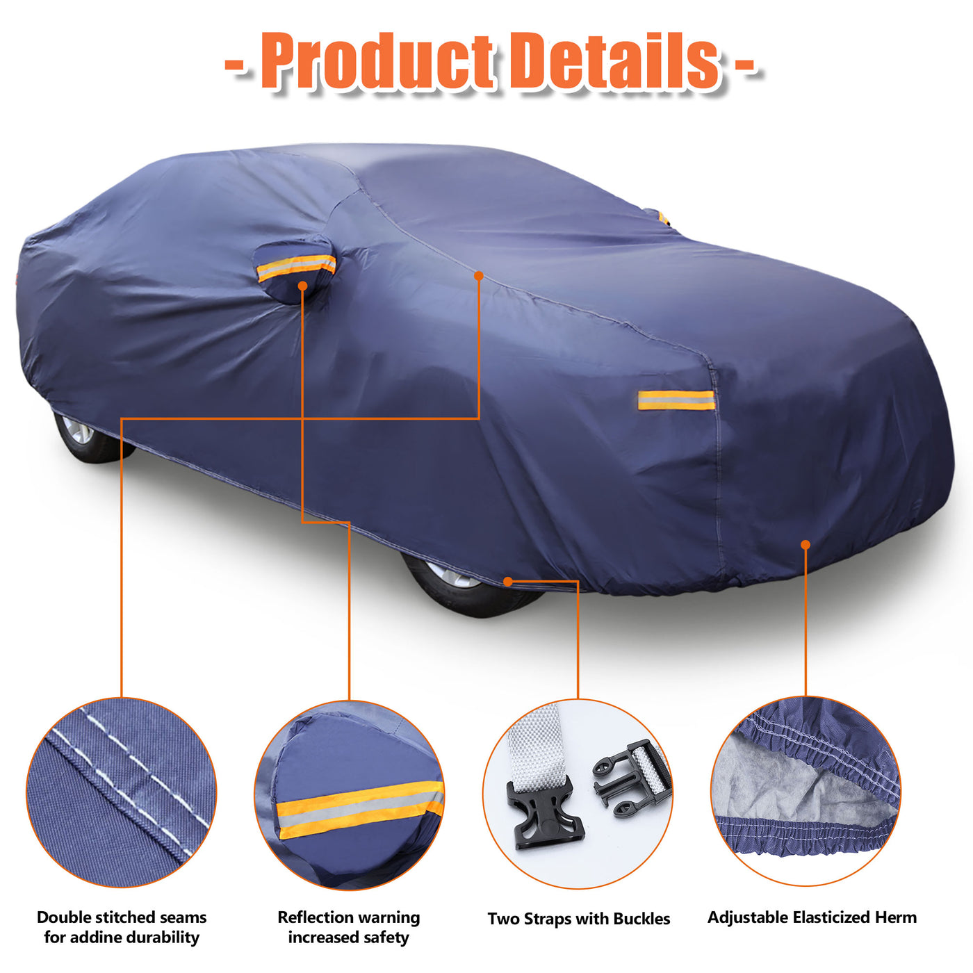 uxcell Uxcell 3L+ Purple Car Cover Rain Snow Sun Heat Resistant 480 x 180 x 160cm