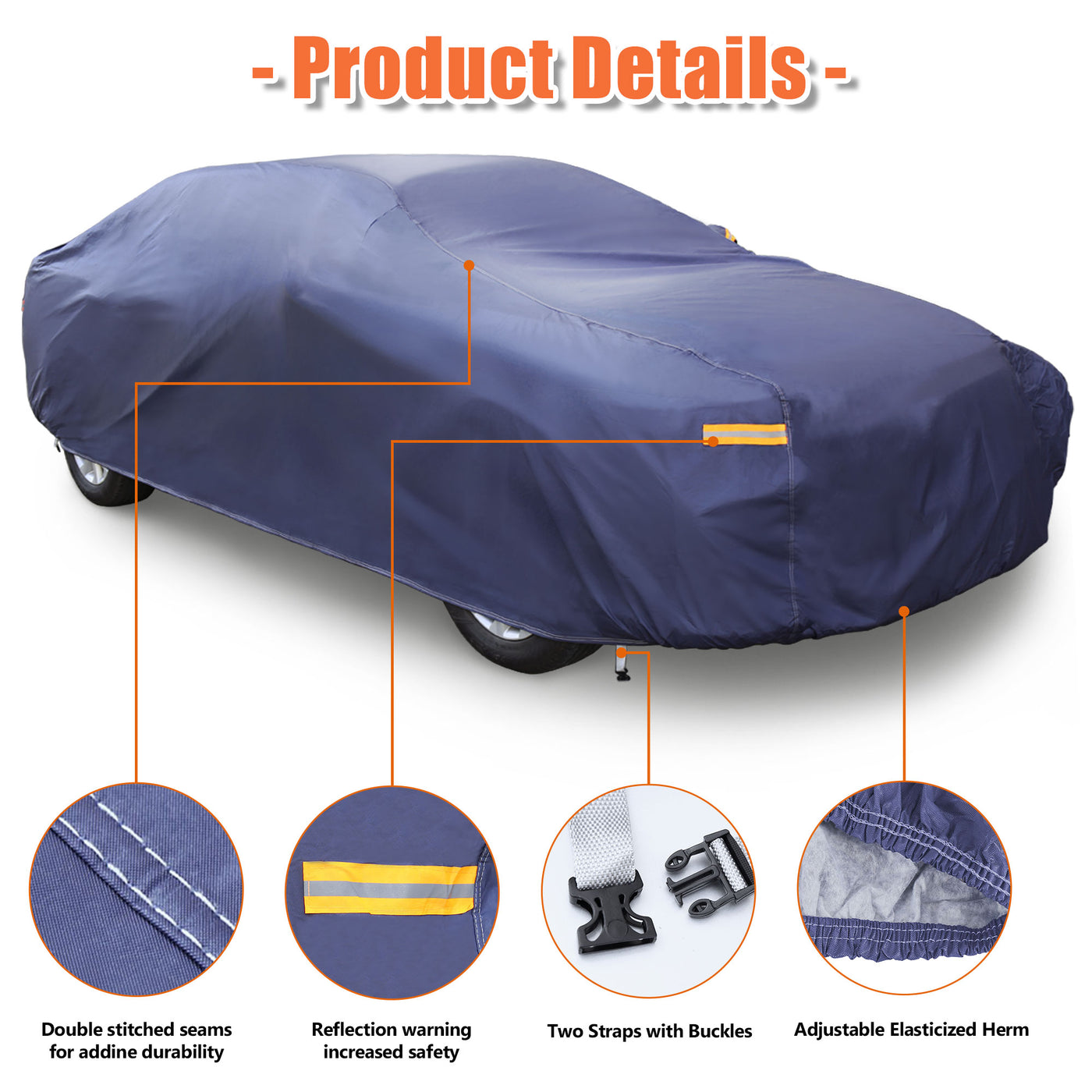 uxcell Uxcell 3XXL Purple Car Cover Outdoor Weather Waterproof Breathable Scratch Rain Snow Sun Heat Resistant 530 x 190 x 160cm
