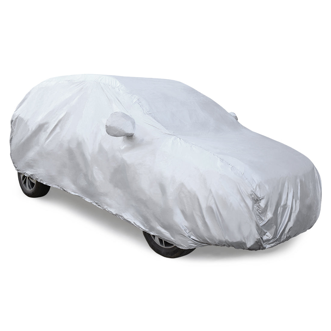 uxcell Uxcell YL Silver Tone 170T Car Cover Outdoor Weather Waterproof Scratch Rain Snow Heat Resistant  W Mirror Pocket