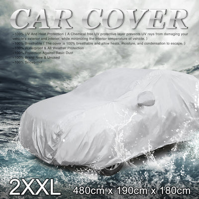 Harfington Uxcell YL Silver Tone 170T Car Cover Outdoor Weather Waterproof Scratch Rain Snow Heat Resistant  W Mirror Pocket