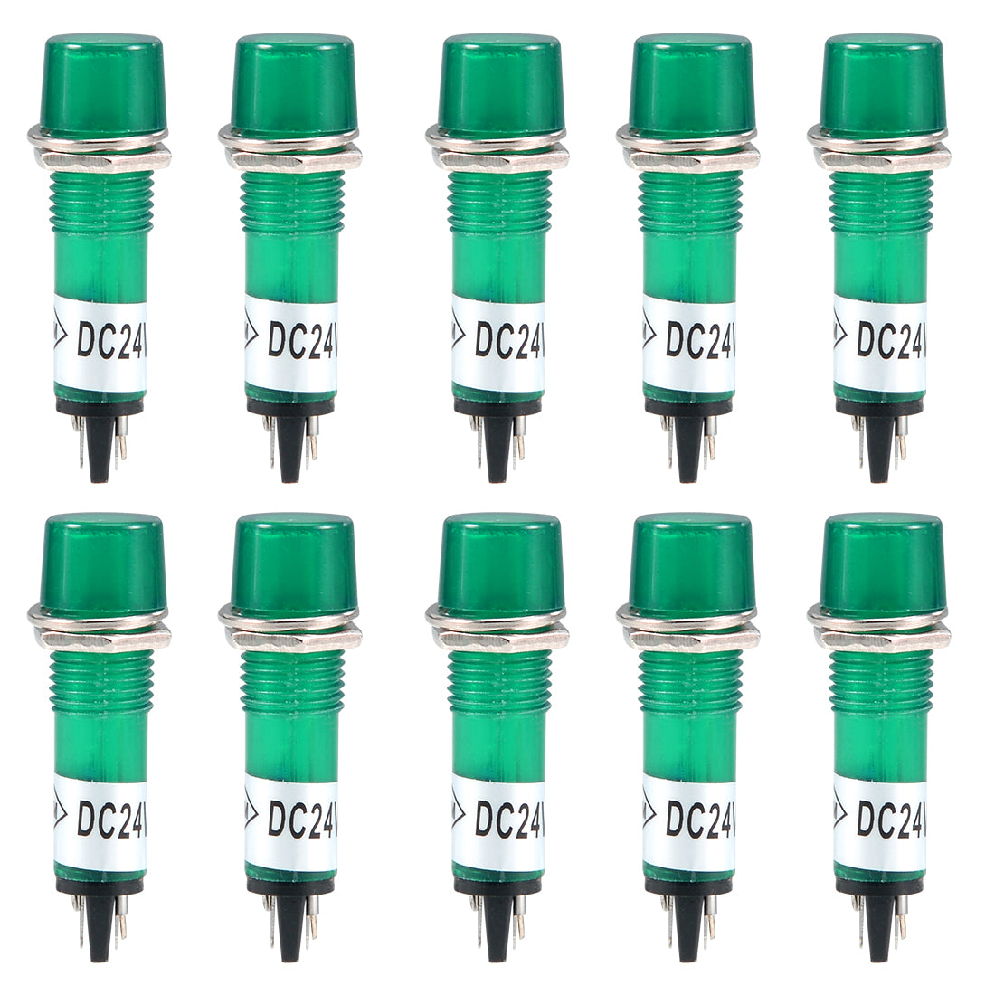 uxcell Uxcell Signal Indicator Dash Light DC 24V, LED Bulbs, Panel Mount 10Pcs
