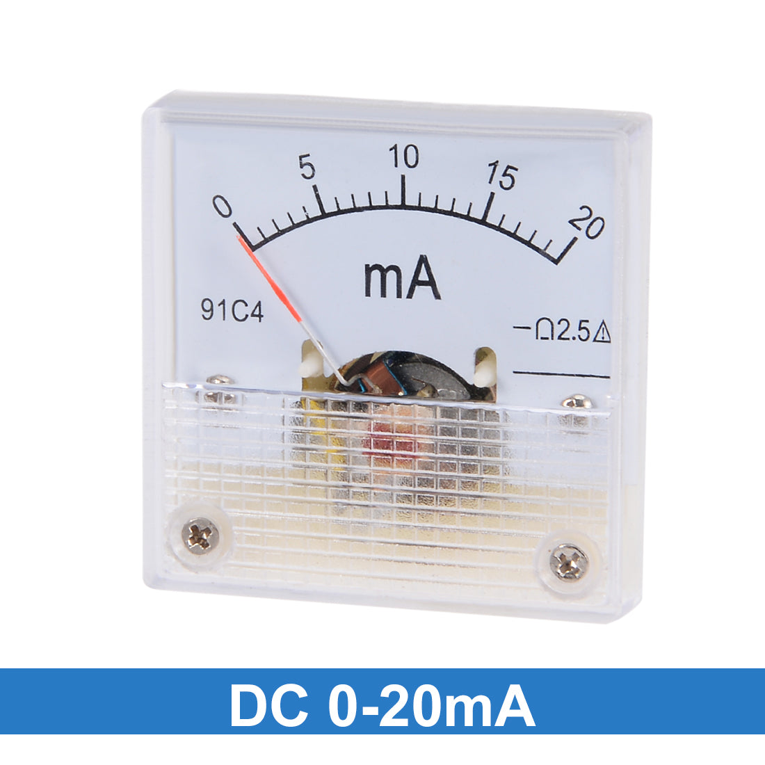 uxcell Uxcell 91C4-A Analog Current Panel Meter DC 20mA Ammeter for Circuit Testing Ampere Tester Gauge 1 PCS