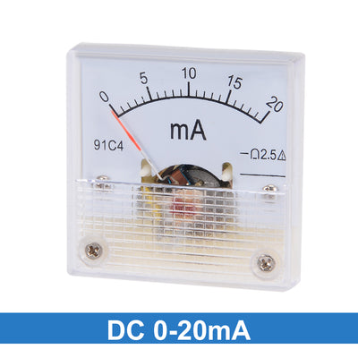 Harfington Uxcell 91C4-A Analog Current Panel Meter DC 20mA Ammeter for Circuit Testing Ampere Tester Gauge 1 PCS