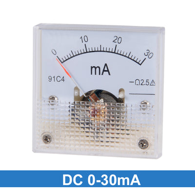 Harfington Uxcell 91C4-A Analog Current Panel Meter DC 30mA Ammeter for Circuit Testing Ampere Tester Gauge 1 PCS