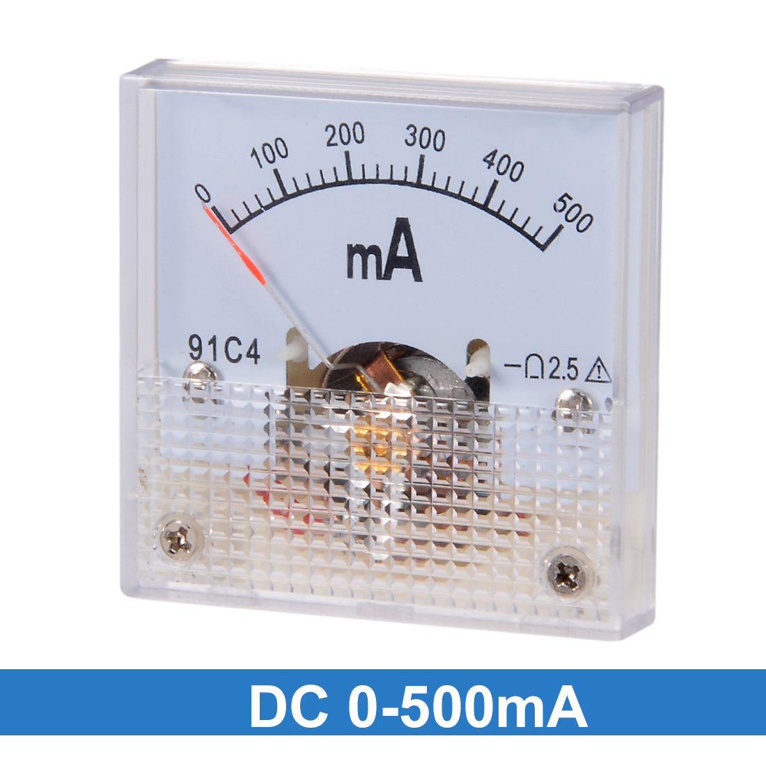 uxcell Uxcell 91C4-A Analog Current Panel Meter DC 500mA Ammeter for Circuit Testing Ampere Tester Gauge 1 PCS