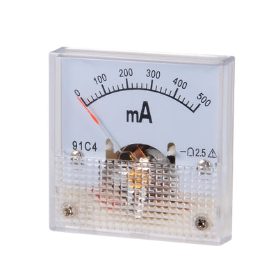 Harfington Uxcell 91C4-A Analog Current Panel Meter DC 500mA Ammeter for Circuit Testing Ampere Tester Gauge 1 PCS