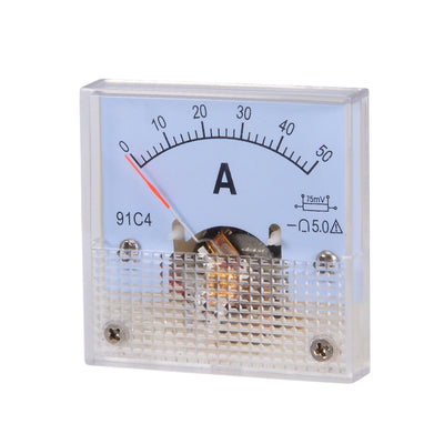 Harfington Uxcell 91C4-A Analog Current Panel Meter DC 50A Ammeter for Circuit Testing Ampere Tester Gauge 1 PCS