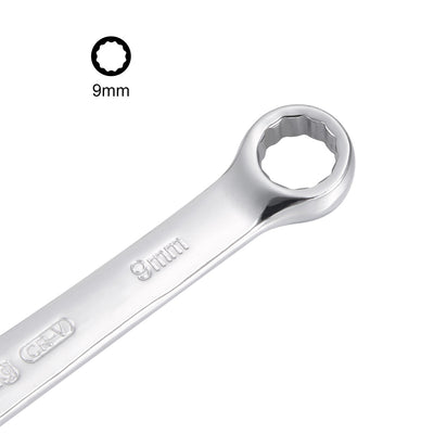 Harfington Uxcell Metric 9mm 12-Point Box Open End Combination Wrench Chrome Finish, Cr-V
