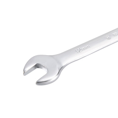 Harfington Uxcell Metric 12mm 12-Point Box Open End Combination Wrench Chrome Finish, Cr-V