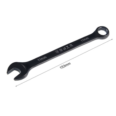 Harfington Uxcell Metric 11mm 12-Point Box Open End Combination Wrench Black Electrophoresis Coating, Cr-V