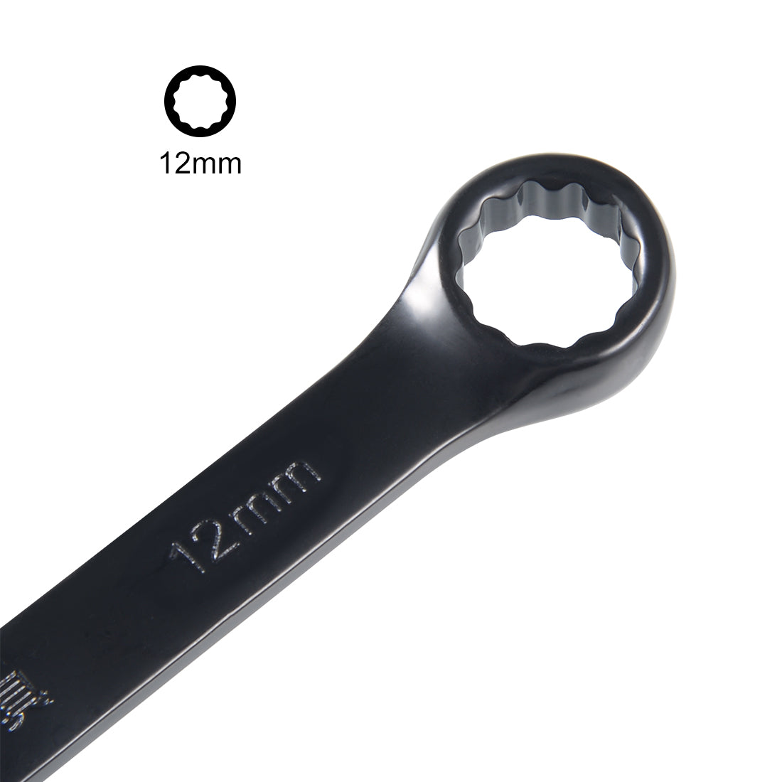 uxcell Uxcell Metric 12mm 12-Point Box Open End Combination Wrench 	Black Electrophoresis Coating, Cr-V