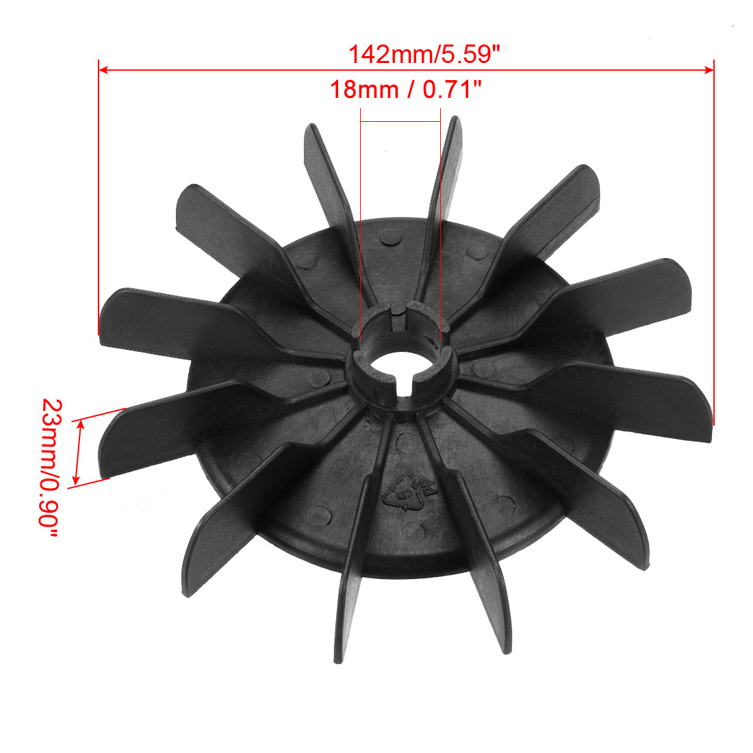 uxcell Uxcell 1Pcs 142*18mm Round Shaft Replacement Black Plastic 12 Impeller Motor Fan Vane