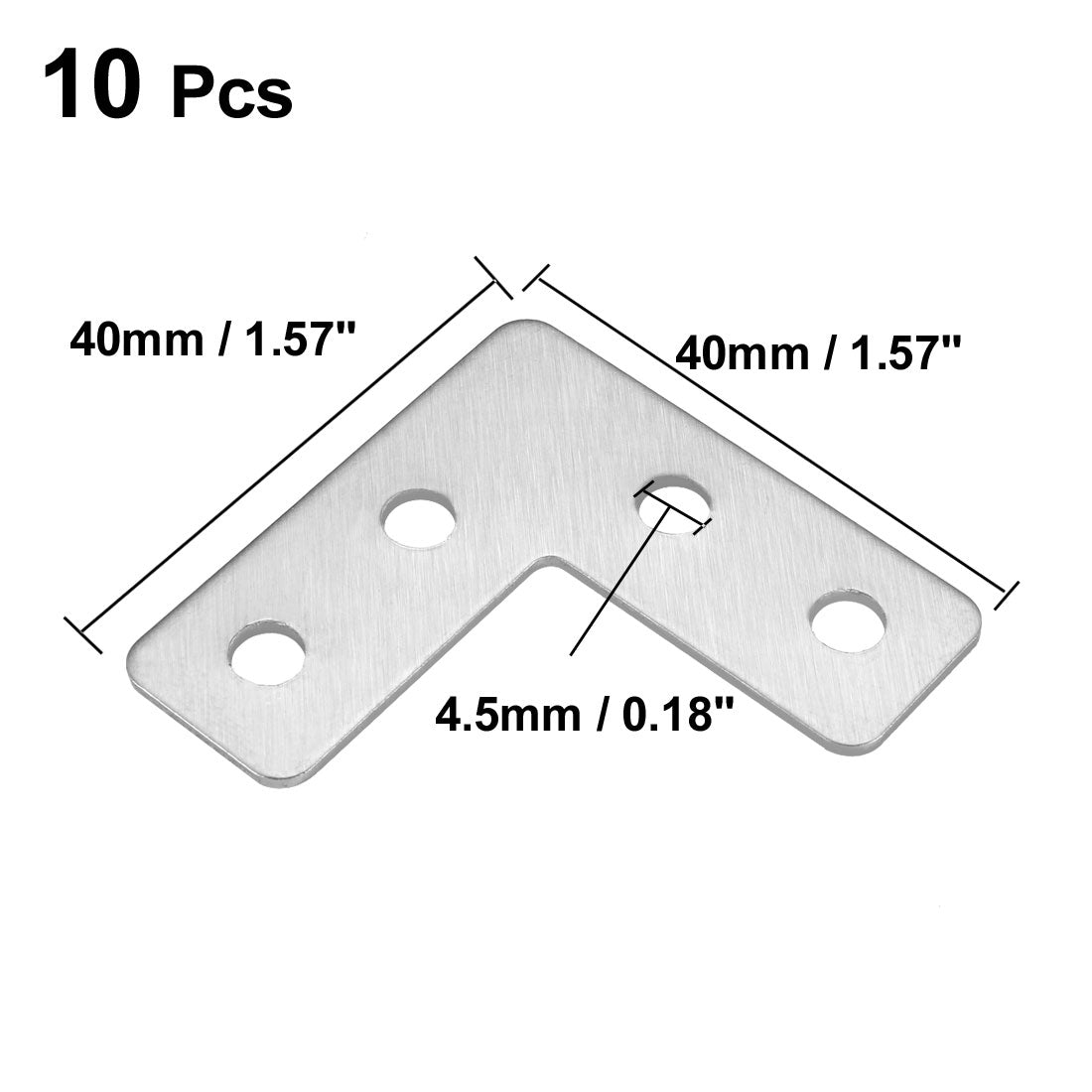 uxcell Uxcell Flat Plate L Shape, 40mmx40mm, Angle Corner Brace Repair Brackets 10pcs