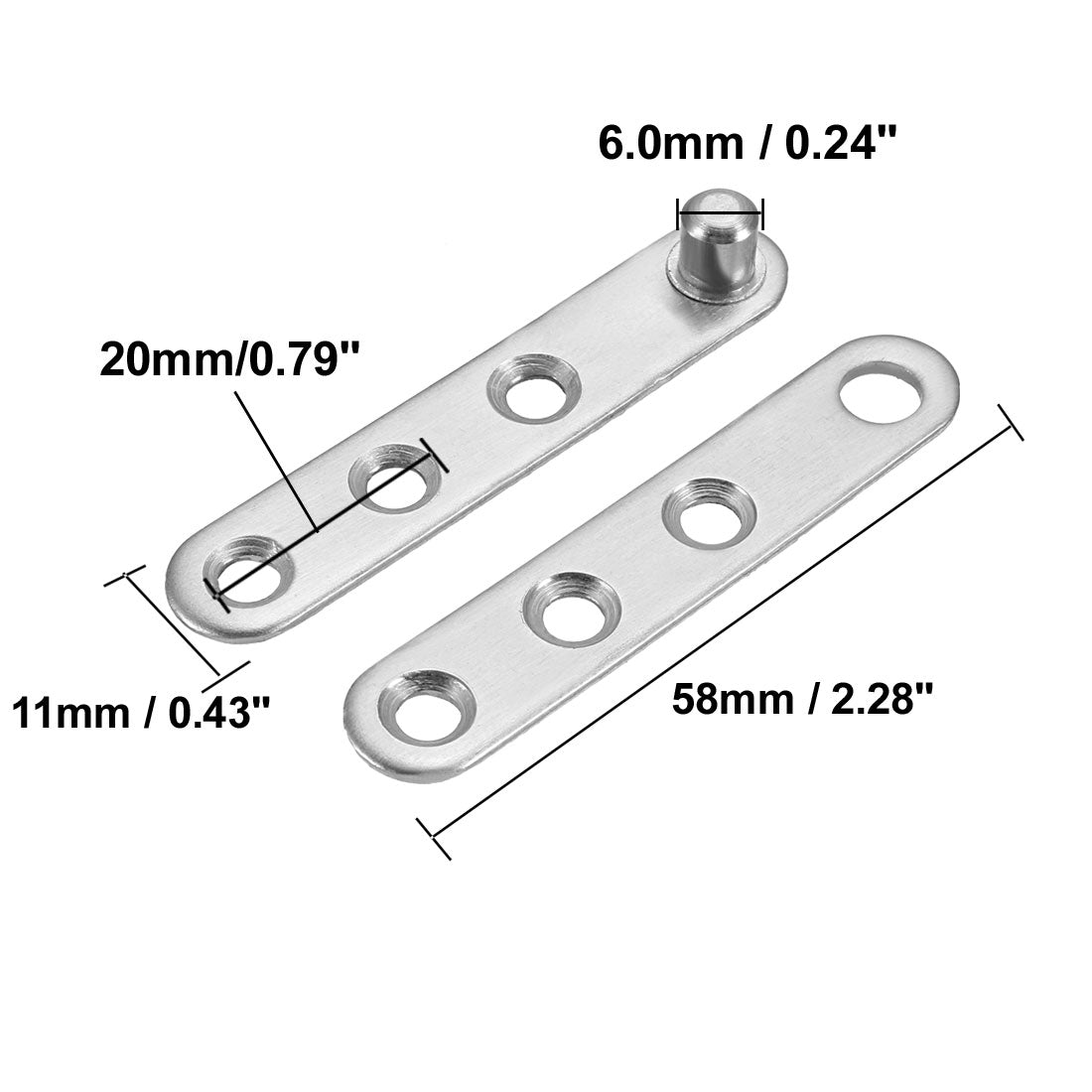uxcell Uxcell Door Pivot Hinge, 58mmx11mmx9mm Stainless Steel 360 Degree Rotating 4pcs