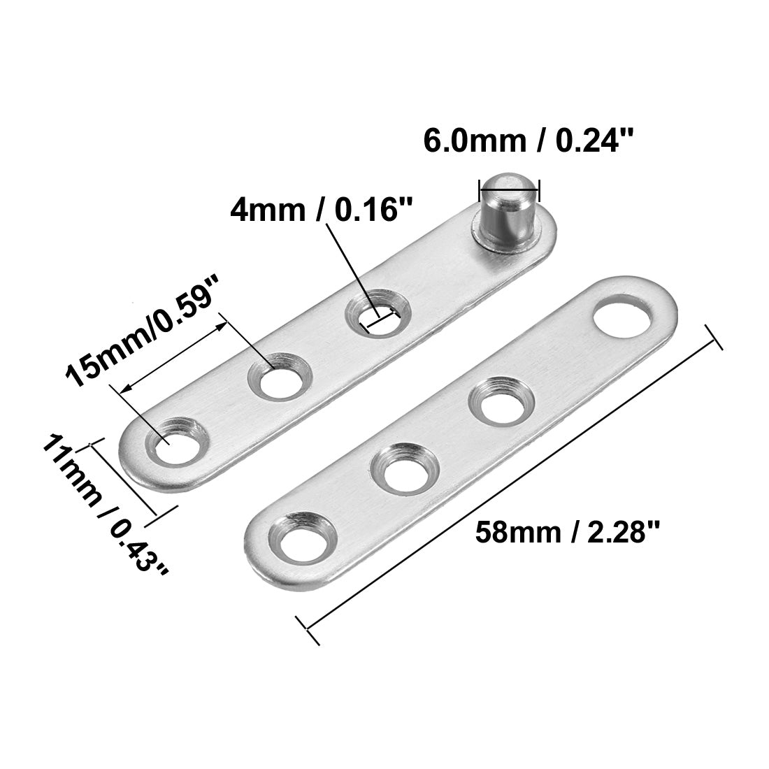 uxcell Uxcell Door Pivot Hinge, 58mm x 11mm x 9mm Stainless Steel 360 Degree Rotating 8pcs