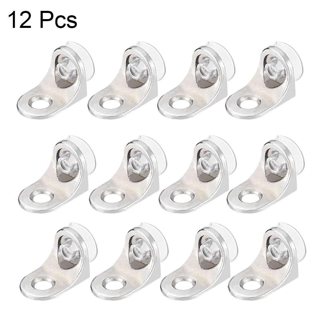 Uxcell Uxcell Glass Shelf 20mm x 15mm x 14mm Fixing Clip Bracket Holder 90 Degree Right Angle with Suction Cup 12 Pcs