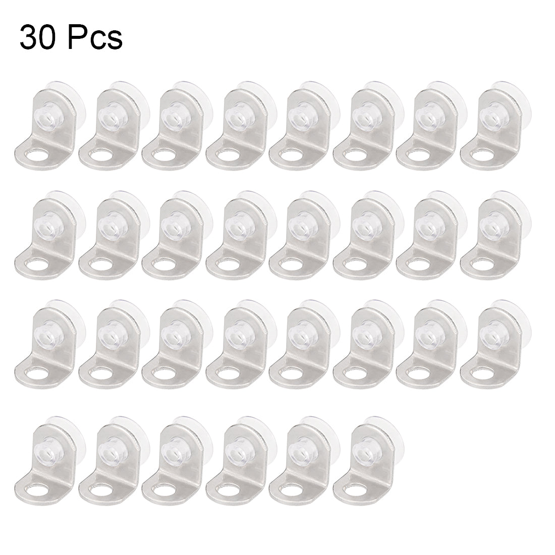 uxcell Uxcell Glass Shelf 15mm x 11mm x 12mm Fixing Clip Bracket Holder 90 Degree Right Angle with Suction Cup 30 Pcs